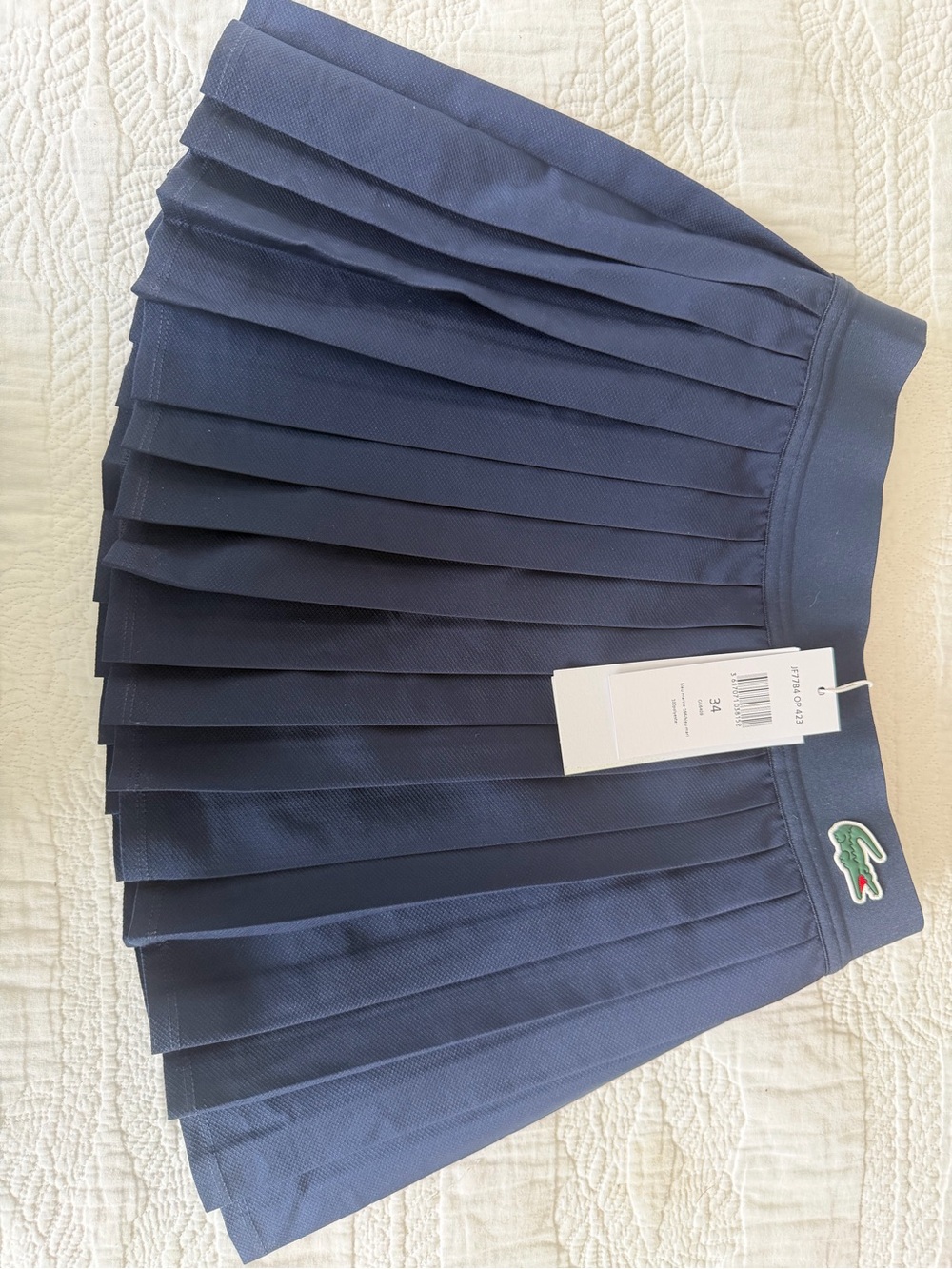 Lacoste Navy Pleated Skater Skirt with Crocodile Patch